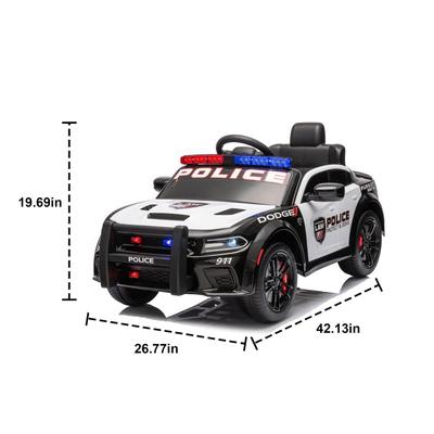 12V Dodge Charger Kids Ride-On Police Car, Parental Remote Control, Lights & Megaphone, Ages 3-8