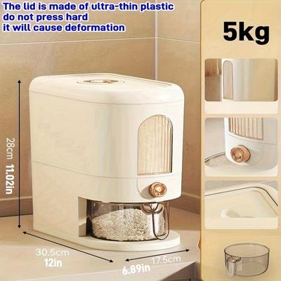 TEMU Premium Airtight Rice Dispenser - Large Capacity, Moisture-proof & Insect-resistant Food Storage Container For Kitchen Organization Image