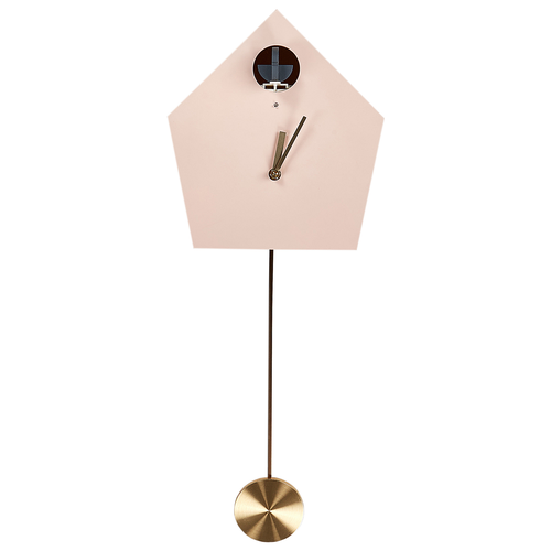 Kuckucksuhr Rosa 24 x 63 cm mit Goldenen Details Ohne Ziffern Modernes Design Wanduhr Wanddeko Accessoires für Wohnzimmer Kinderzimmer