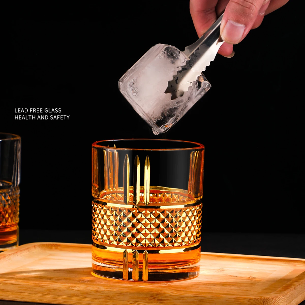 1pc/2pc 280ml Whisky gläser Becher goldene Linie Wein golden lackierte Kristall Barware leichte Luxus Biergläser Cocktail glas Image