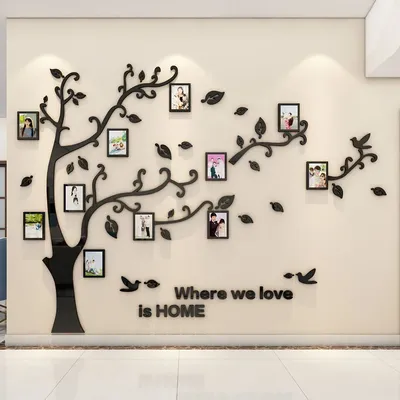 3d Acryl baum Foto rahmen Wanda uf kleber Kristalls piegel Aufkleber Paste auf TV Hintergrund Wand DIY Familie Foto rahmen Wand dekoration Image