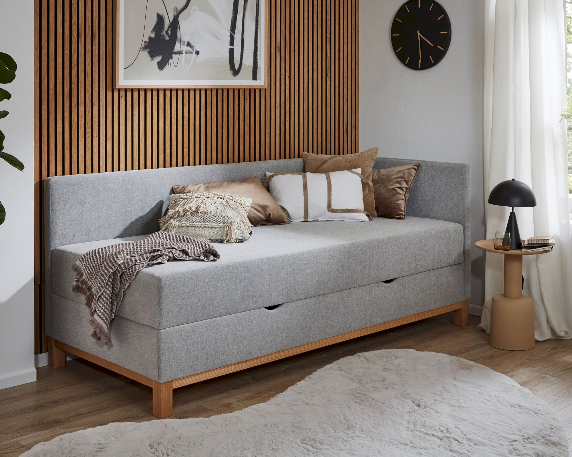 meise.möbel »Santos« Polsterbett inkl. Bettkasten 90x200 cm / taupe