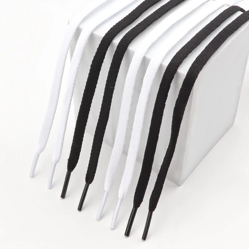 Flache Schnürsenkel für Turnschuhe, Basketballschuhe, Schnürsenkel für Schuhe, weiß, schwarz, 6 mm Breite, 90/120/140/160 cm, Schuhzubehör Image