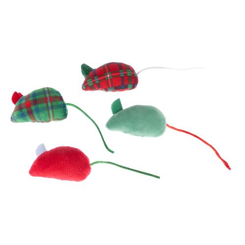 Lot de jouets de Noël en forme de souris TIAKI pour chat - 4 souris