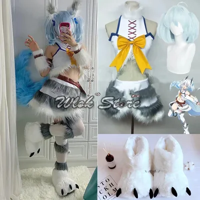 Anime Redo von Heiler Kaifuku Jutsushi keine Yarinaoshi Setsuna Cosplay Kostüm Setsuna Schwanz Schuhe Perücke Ohren Für Frauen Halloween Image