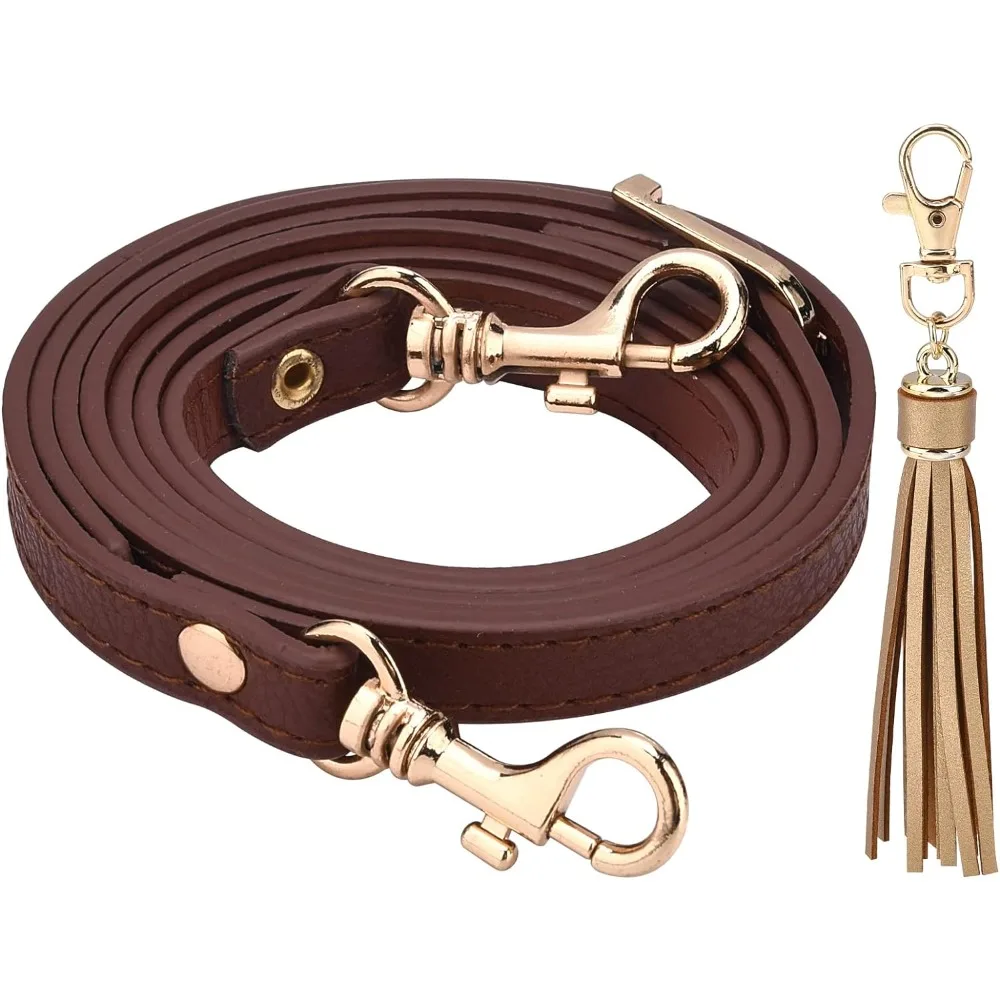 Leder Ersatz gurte verstellbare Geldbörse Cross body braune Umhängetasche Riemen Griffe Legierung Schnallen mit Quaste für Männer Image