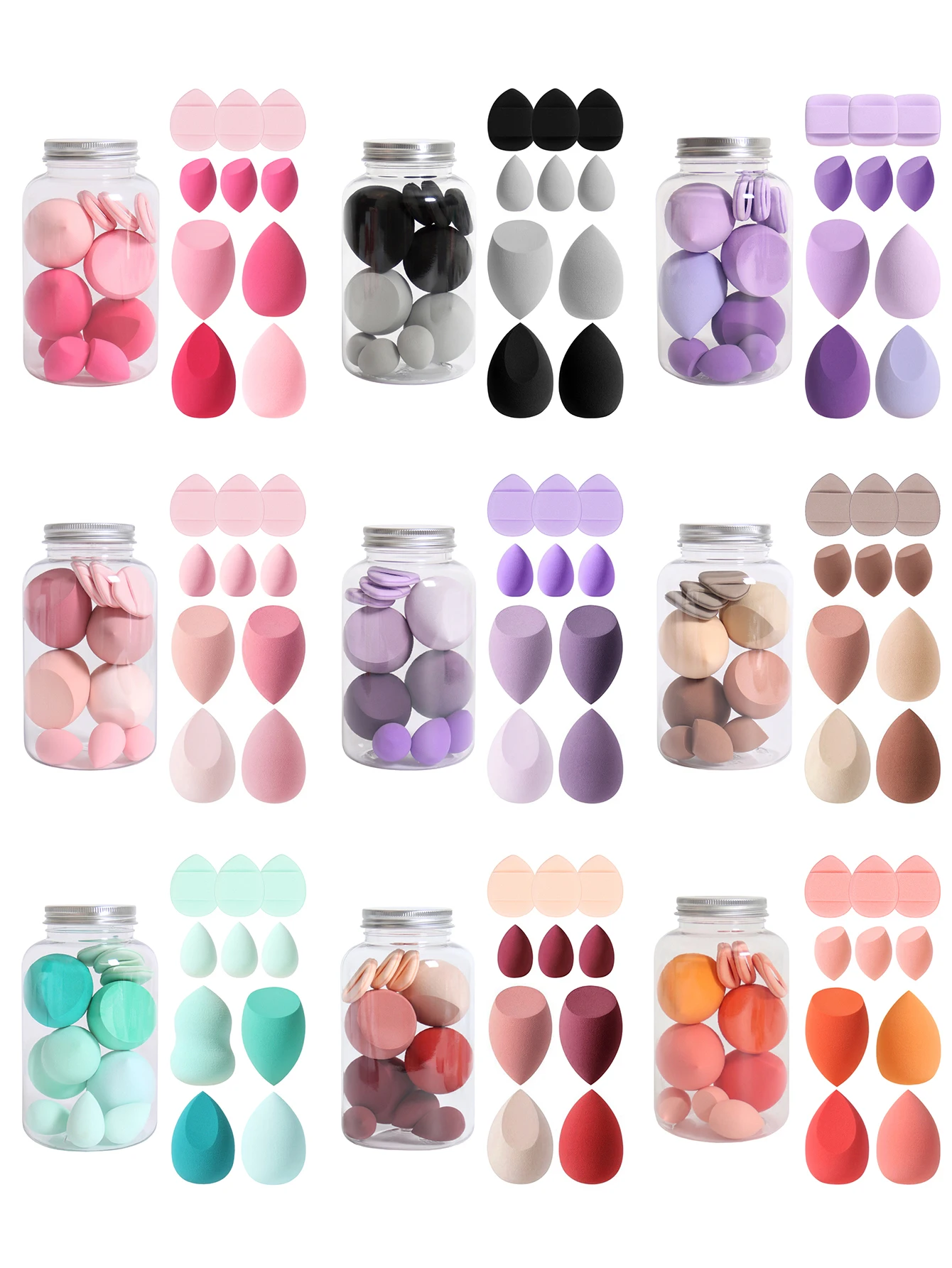 10-teiliges Make-up-Schwamm-Set mit Vorratsdose, latexfrei, Make-up-Schwamm-Fingerquaste, feuchte und trockene Foundation-Kosmetikquasten mit doppeltem Verwendungszweck Image