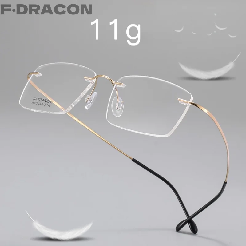 Neue ultraleichte randlose Herren brillen aus reinem Titan, getrimmt Image