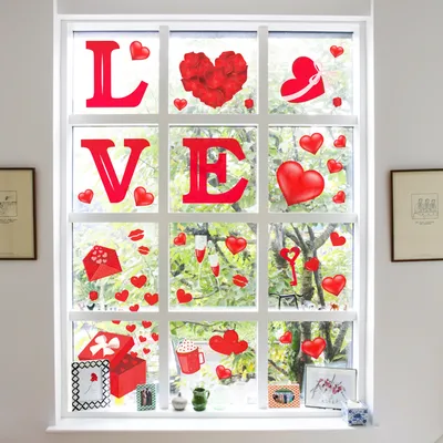 8 Blatt süße Valentinstag-Hochzeitsfensteraufkleber, statische Aufkleber, Glaskunst-Aufkleber, Image