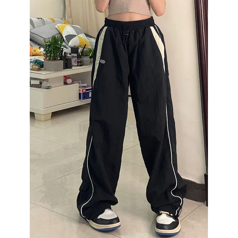 Frauen Casual Baggy Cargo Hosen Kordelzug Streetwear Lose Übergroßen Breite Bein Hose Sport Vintage Hip Hop Y2K Jogger Hosen Image