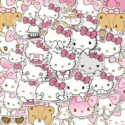 10/30/50PCS Sanrio Rosa Hallo Kitty Cartoon Aufkleber Dekoration Koffer Scrapbooking Telefon Laptop Image
