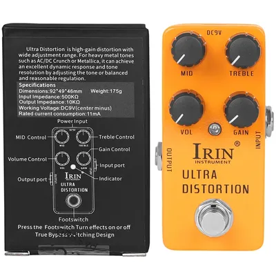 IRIN RS-17 Ultra Distortion Gitarreneffektpedal High-Gain Distortion Effekte True Bypass Pedale E-Gitarren-Zubehör
