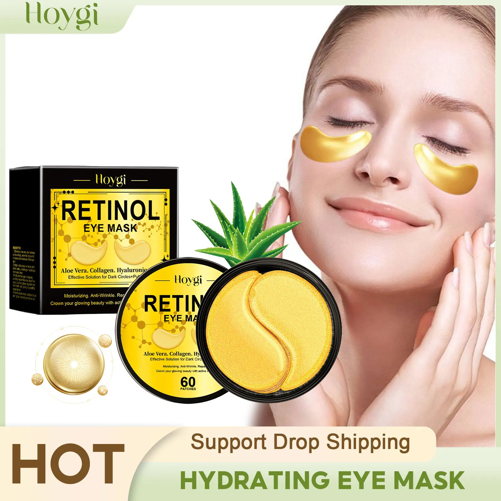 Feuchtigkeitsspendende Augenmaske, Anti-Augenringe, Tränensäcke, hautstraffend, nährend, aufhellend, reduziert feine Linien, Retinol-Unter-Augenpflaster Image