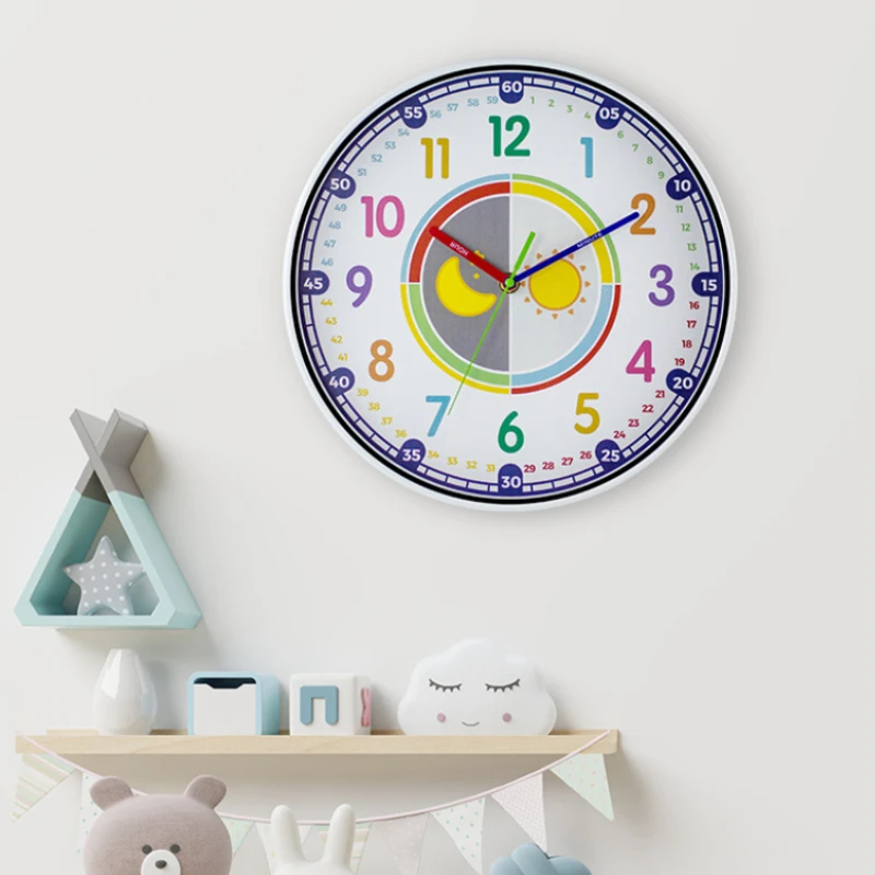 12 Zoll stille Wanduhr Kinder Klassen zimmer Unterricht Uhr hängen Kinderzimmer nicht ticken bunte dekorative Uhr Wohnkultur