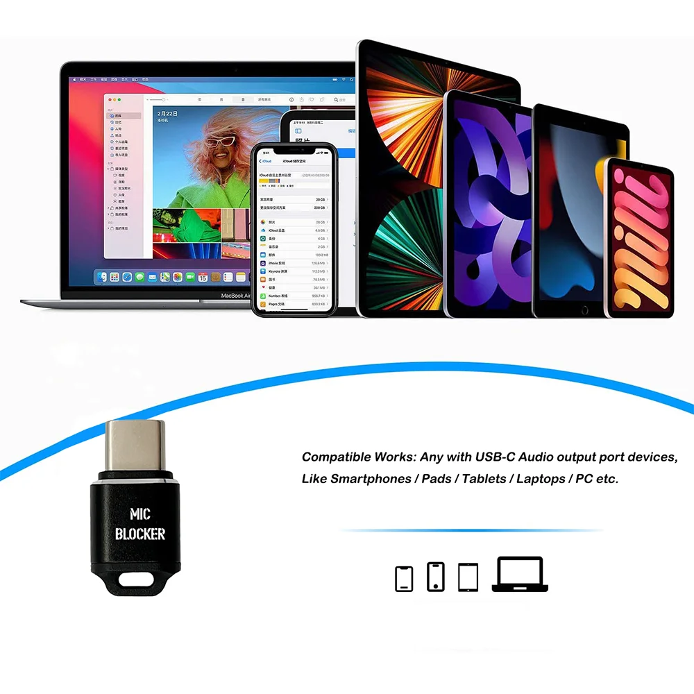 2024 Neuer MIC-Blocker, USB-C-Mikrofon-Blocker, hält die Gespräche privat für Mobiltelefone, Tablets, Laptops