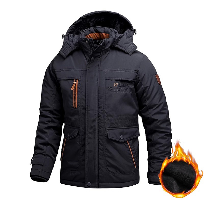 Men's Outdoor Jacket Fleece Jacket Sports Outdoor Thermal Warm Fleece Lining Detachable Hood Winter Autumn / Fall Active Sports Regular Black Navy Blue Khaki Army Green Jacket