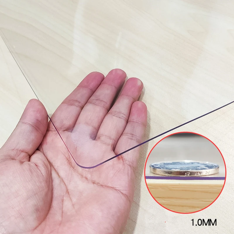 Dicke 1,0mm Tischdecke Wasserdicht Öl-proof Glas PVC Tischdecke Transparent Hause Decor Tisch Matte Küche Tisch Abdeckung Image