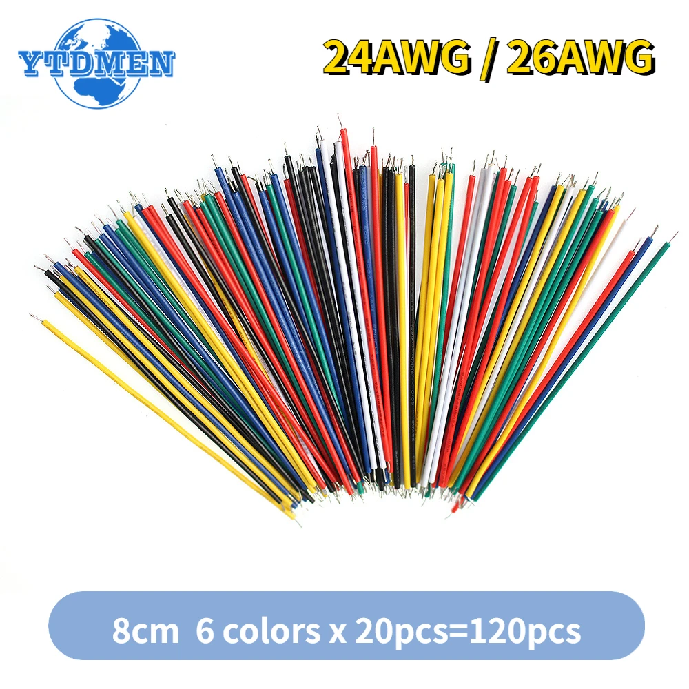 120 Stück Überbrückungsdraht 24AWG 26AWG 6 Farben verzinntes Steckbrett PCB-Lötkabel DIY-Kit Hochwertige elektronische Drähte Image