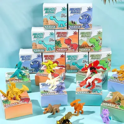 10 Stück niedliche Montage-Dinosaurier-Baustein-Puzzlespielzeug für Kinder, Dino-Thema, Image
