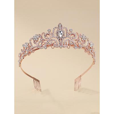 Elegant Gold Rhinestone Tiara with Crystal Detailing – Princess Crown for Weddings, Pageants, and Special Occasions