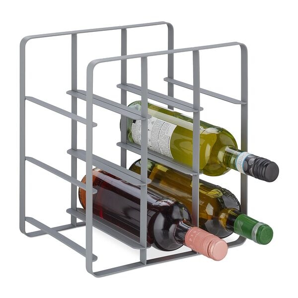 relaxdays Weinregal für 9 Flaschen grau, 27.5x30x20 cm