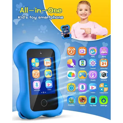 Cute Paws Kids Smartphone-2.8 Inch Touch Screen HD Dual Camera Cellphone for Toddlers Game with MP3