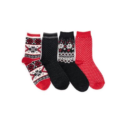 Plus Size Women's 4 Pack Holiday Boot Socks by MUK LUKS in Black Red (Size ONESZ)