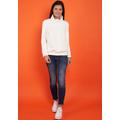 Rollkragenpullover SEIDEL MODEN, Damen, Gr. 40, weiß (sanftes weiß), Strick, Obermaterial: 81% Polyester, 16% Viskose, 3% Elasthan, Strukturmuster, casual, regular fit taillenbedeckt, ohne Ausschnitt, Langarm Bündchen, Pullover, mit Logo Patch, MADE...