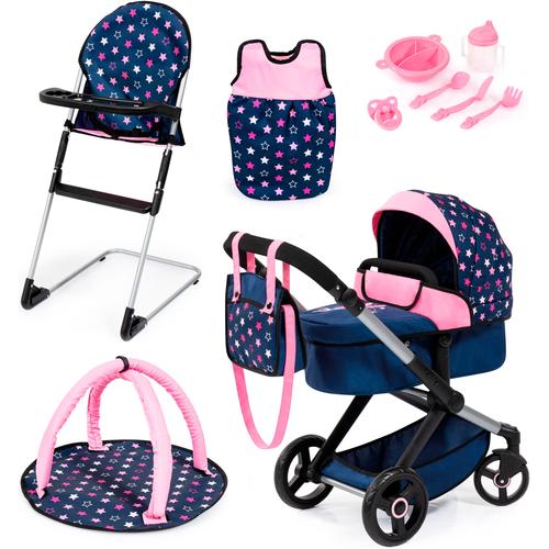 Kombi-Puppenwagen BAYER ""Xeo Deluxe, blau/rosa"" Puppenwagen blau (blau, rosa) Kinder