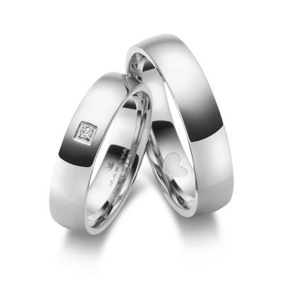 Partnerring MARRYA "Edelstahl Ringe Trauringe Eheringe Partnerringe" Gr. 64, silber (herren ring, silber), Fingerringe, 