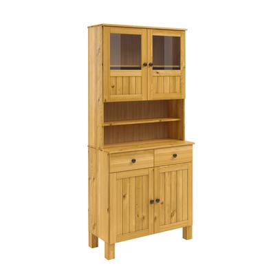 Küchenbuffet HOME AFFAIRE "Alby2", beige (natur gebeizt, gewachst), B:85cm H:185cm T:38cm, Massivholz, Schränke, Mit Metallgriffen, Breite 85 cm Image