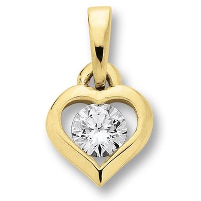 Ketten-Anhänger ONE ELEMENT "Zirkonia Herz Herz Anhänger aus 333 Gelbgold", gold, Schmuckanhänger, Damen, Gelbgold 333-Gold, Gelbgold 333, Gold, Damen Gold Schmuck Herz Image