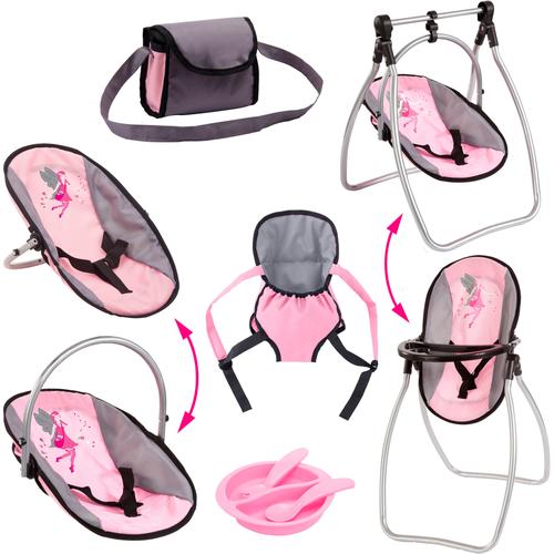 Puppen Accessoires-Set BAYER ""Vario rosa/grau"" Puppenausstattungen rosa/grau fee Kinder mit multifunktionalem Sitz