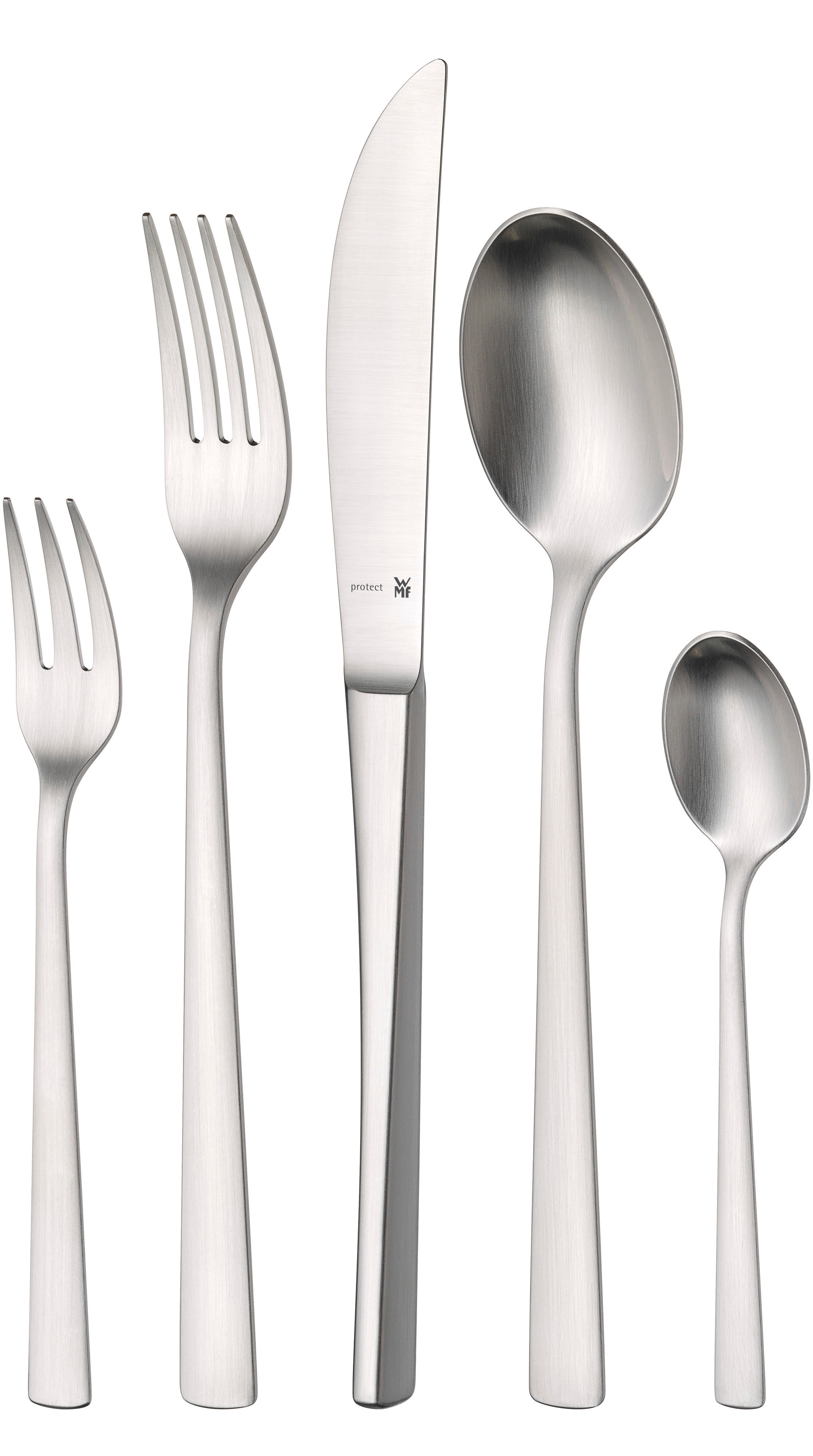 Besteck-Set WMF "Corvo", grau (edelstahl), 30 Stk., Cromargan Edelstahl Rostfrei, Essbesteck-Sets, mattiert, kratzbeständig, ergonomisch, spülmaschinenfest