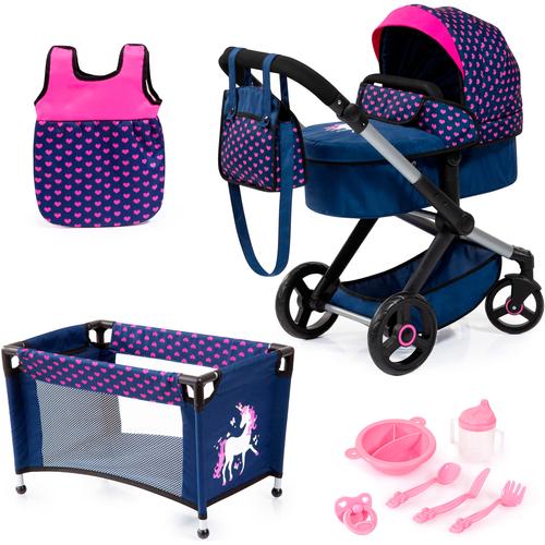 Kombi-Puppenwagen BAYER ""Xeo Mega, blau/pink"" Puppenwagen bunt (blau, pink) Kinder