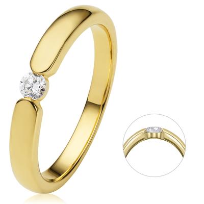 Diamantring ONE ELEMENT "0.13 ct Diamant Brillant Spannfassung Ring aus 585 Gelbgold" Gr. 55, gold, Fingerringe, Damen, 55, Gelbgold 585-Diamanten, Gelbgold 585, Diamanten, Damen Gold Schmuck Spannfassung Image