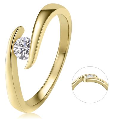 Diamantring ONE ELEMENT "0,25 ct Diamant Brillant Spannfassung Ring aus 585 Gelbgold" Gr. 58, gold, Fingerringe, Damen, 58, Gelbgold 585-Diamanten, Gelbgold 585, Diamanten, Damen Gold Schmuck Spannfassung Image