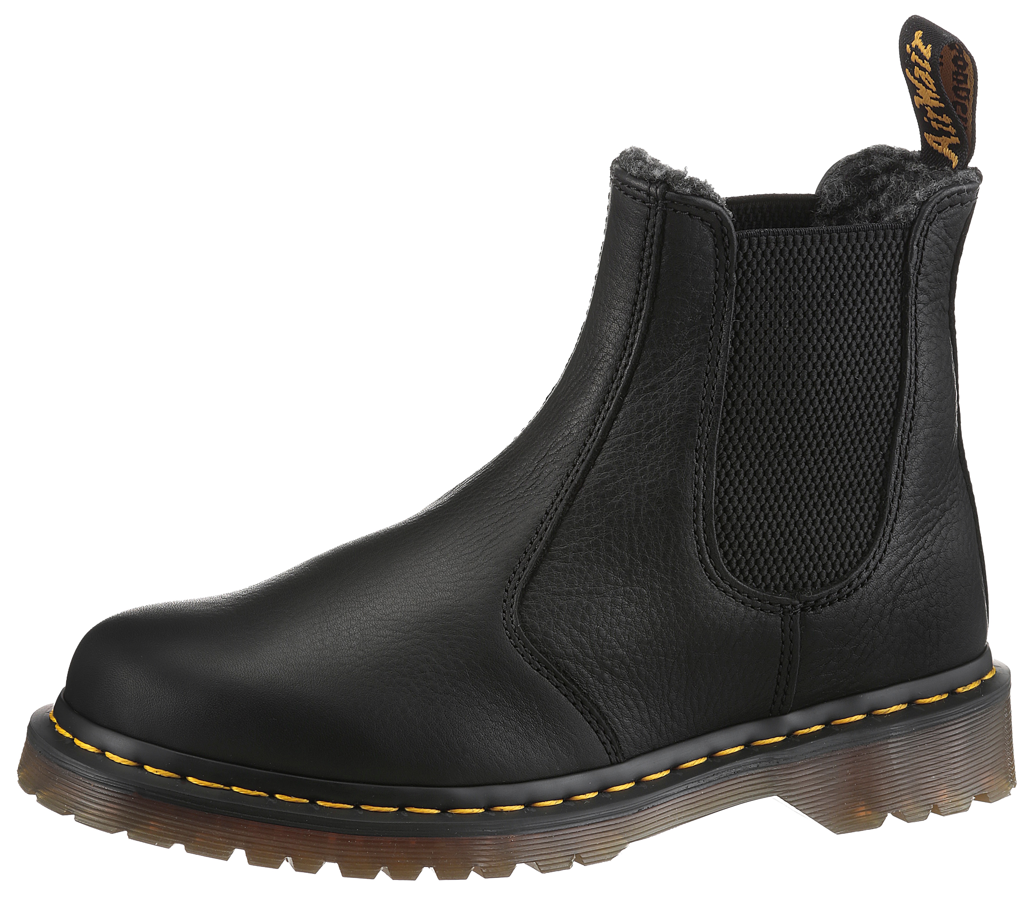 Winterboots DR. MARTENS "2976", Herren, Gr. 38, schwarz, Leder, unifarben, Schuhe Winterboots, Schlupfstiefel, Winterstiefel, Stiefelette mit Stretcheinsätzen