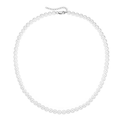 Perlenkette SMART JEWEL "mit Muschel-Perlen, Silber 925", weiß, Halsketten, 52cm, Silber 925 (Sterlingsilber)