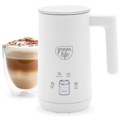 GreenLife Ceramic Electric Milk Frother, 10oz, 4-in-1, Auto Hot and Cold Foam, Cordless Milk Warmer and Steamer