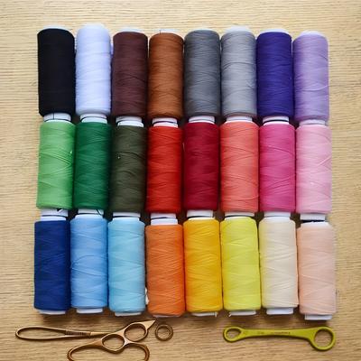 TEMU 24 Color Assorted Polyester Sewing Thread Set, 200 Yards, Suitable For Home Sewing And Diy Crafts