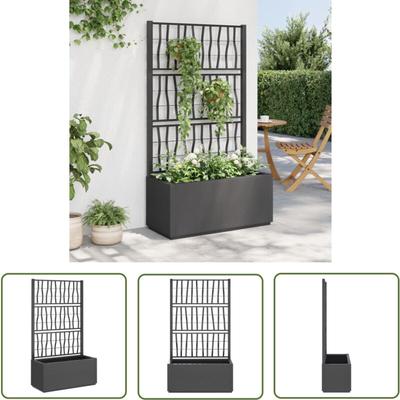 The Living Store - Pflanzkübel mit Rankgitter Dunkelgrau 80x36x140 cm pp - Blumentopf - Kübel Image