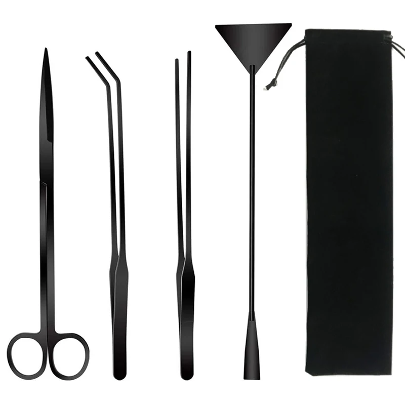 4-IN-1 Aquarium Werkzeuge Set Aquascape Anti-Rost Wasserpflanze Werkzeug Edelstahl Pinzette Schere Spachtel Aquarium Zubehör Image