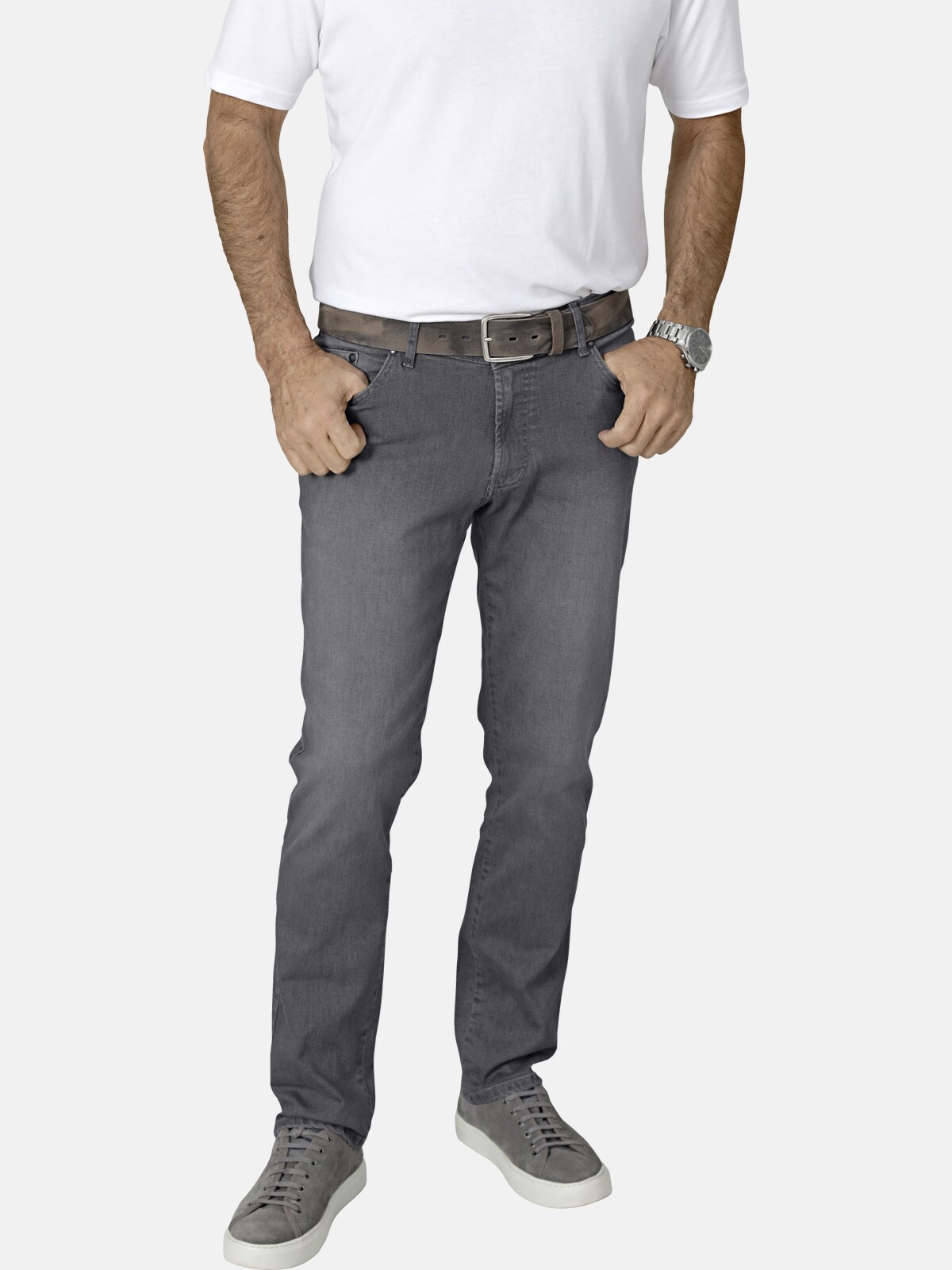 5-Pocket-Jeans BABISTA "Tiefbundjeans VESTABELLA", Herren, Gr. 24, N-Gr, grau, Obermaterial: 98% Baumwolle CO. 2% Elasthan EL., regular fit, Jeans 5-Pocket-Jeans Image