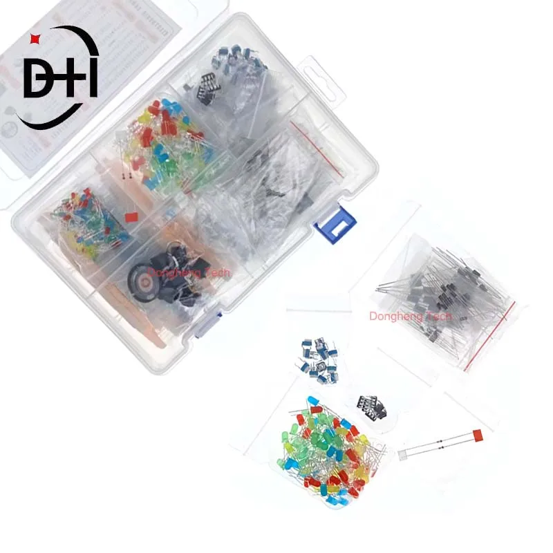 1900 teile/los Mega Elektronische Komponenten Sortiment Kit, Transistoren, Dioden, 1n270 Germanium, DC Jacks, Kondensatoren, Widerstände, LED Image