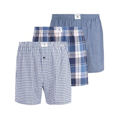 Boxershorts JAN VANDERSTORM "3er Pack Boxershorts RIKU", Herren, Gr. XXL, blau (blau gemustert), Obermaterial: 100% Baum