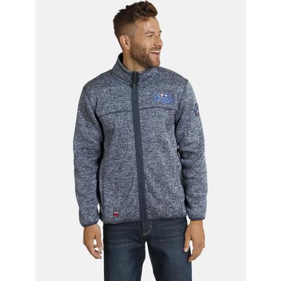 Sweatjacke JAN VANDERSTORM "Strickfleecejacke KOLMUND", Herren, Gr. XL, blau (dunkelblau), Obermaterial: 100% Polyester 