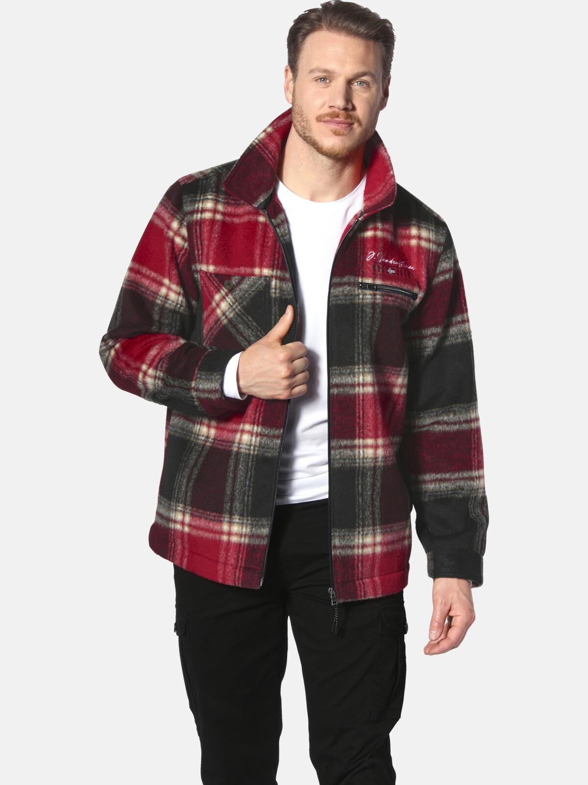 Fleecejacke JAN VANDERSTORM "Jacke FINNLEIV", Herren, Gr. 54, rot, Obermaterial: 100% Polyester COOLMAX PES(Coolmax)., Jacken Fleecejacke