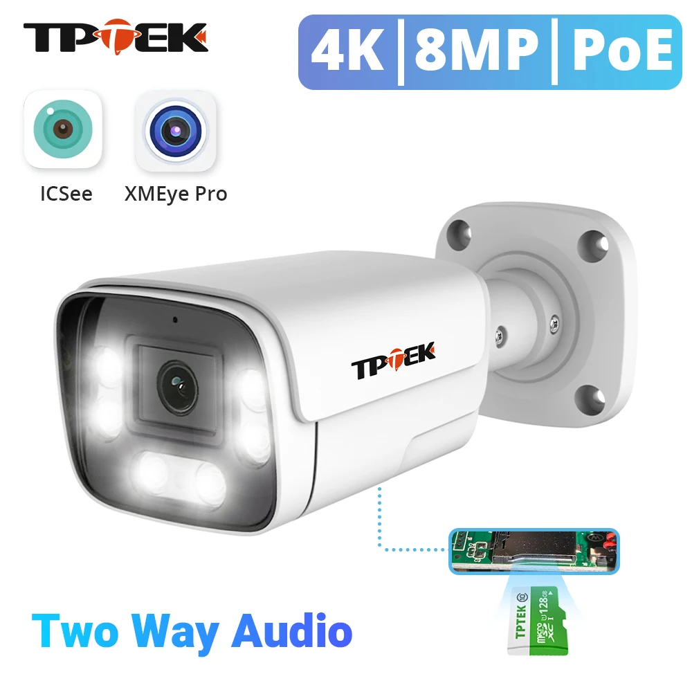 Poe Video überwachung IP-Kamera 4k 8mp 5mp Zwei-Wege-Audio-Unterstützung TF-Karte Sicherheit IP66 Outdoor-Kamera NVR-System icsee xmeye Image