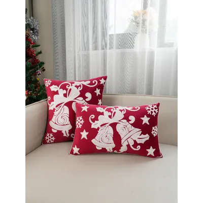 1pc rote holländische Samt Weihnachts glocke exquisite Stickerei Kissen Kissen bezug, Image